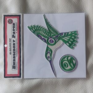 8" Embroidered Patch 'Hummingbird' Indigenous Design by Joe Wilson
